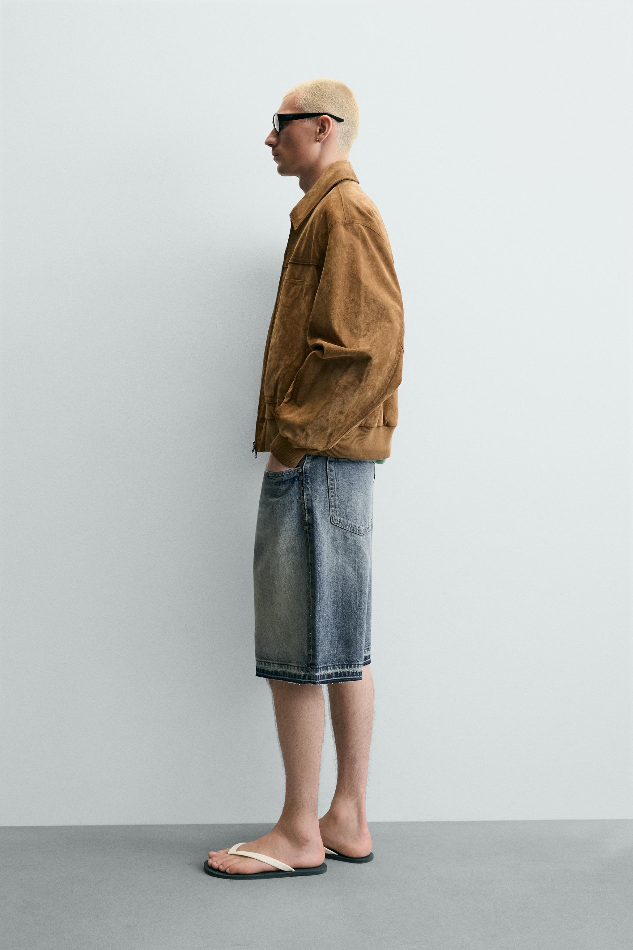 SHORT EN JEAN BAGGY FIT CLOUS MÉTALLIQUES